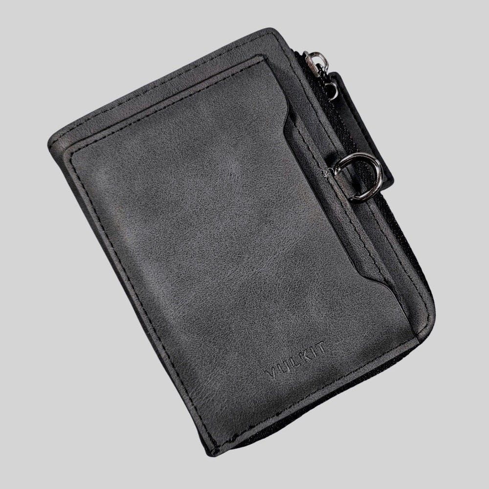 VULKIT Zip Around Card Holder Wallet Black RFID Unisex Minimalist NWOT